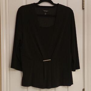 White House Black Market Black Blouse with Metal Detail